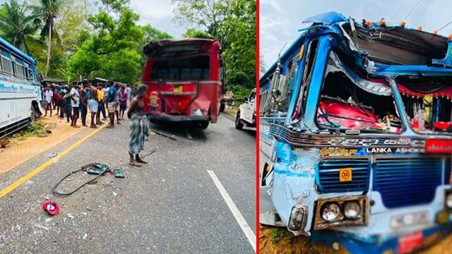  ලංගම සහ පෞද්ගලික බස් රථ දෙකක් ගැටී 6ක් රෝහලේ