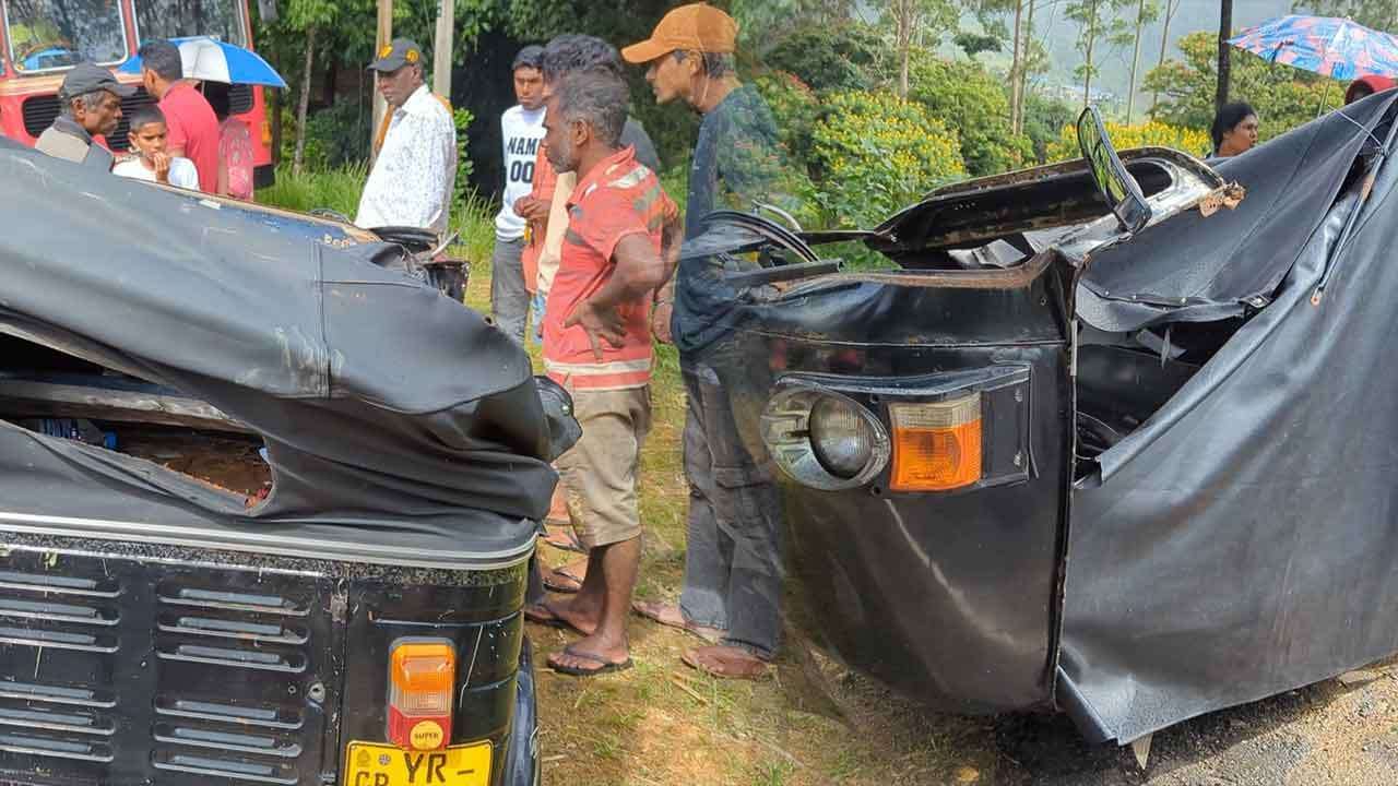 ත්‍රිරෝද රථ රියදුරුගේ අපරීක්ෂාකාරී රිය ධාවනයයෙන් බස් රියක ගැටී අනතුරක්