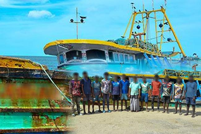 සීමා පැන්න තවත් ඉන්දීය ධීවරයින් 12ක් අත්අඩංගුවට