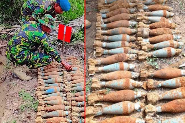මුහමාලෙයි ඉඩමකින් මෝටාර් උණ්ඩ තොගයක් හමුවෙයි