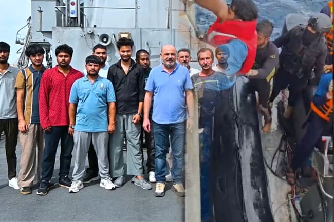 ආපදාවට පත් වූ වෙළෙඳ නෞකාවක කාර්යමණ්ඩලය නිරුපද්‍රිතව මුදා ගනී