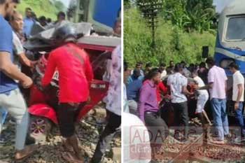 දුම්රිය පෙනි පෙනී දුම්රිය හරස්මඟේ ගිය ත්‍රිරෝද රථය - අයෙක් මරුට