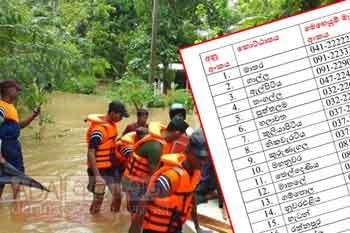 ආපදා ගැන දැනුම්දෙන්න මෙහෙයුම් මැදිරි දුරකථන අංක මෙන්න
