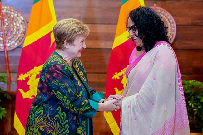 අගමැතිනිය සහ ක්‍රිස්ටලීනා ජෝර්ජියේවා අතර හමුවක්