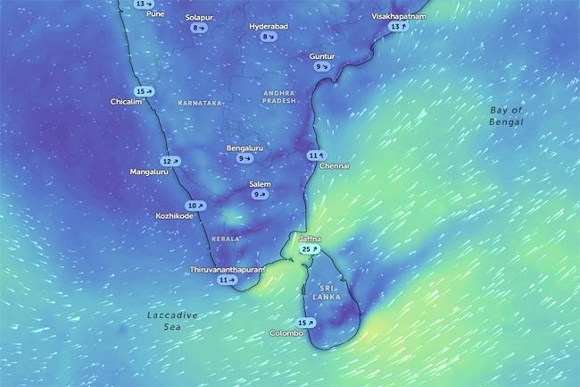 නිරිත දිග මෝසම දිවයින හරහා ස්ථාපිත වෙයි