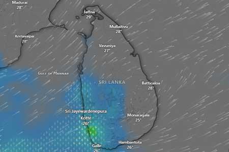 ප්‍රදේශ රැසකට අද තරමක තද වැසි