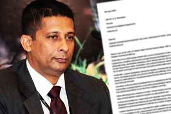 සුරේෂ් සලේගේ බිරිඳගෙන් CID අධ්‍යක්ෂ ශානිට ලිපියක්