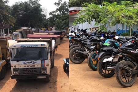 නීති කැඩූ යතුරුපැදි 30ක් ටිපර් රථ 20ක් පොලිස් භාරයට