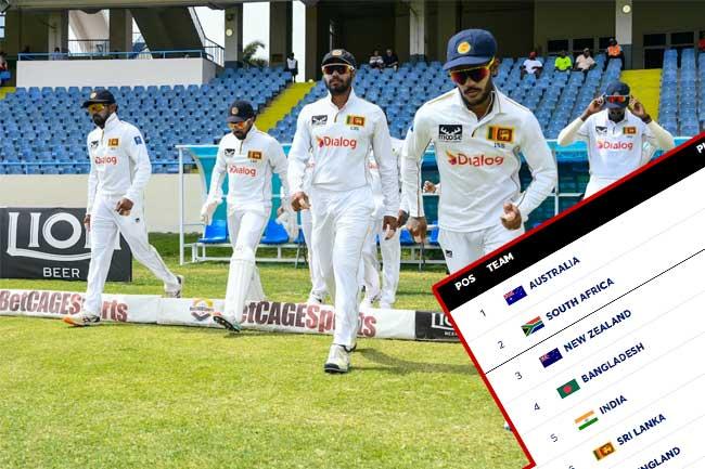 ශ්‍රී ලංකාව WTC ප්‍රසාද ලකුණු සටහනේ පහළට