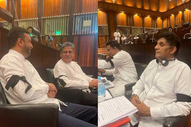 මීගමුවේ සිද්ධියට විපක්ෂය පාර්ලිමේන්තුවේ කළු පටි පැලඳ විරෝධයක