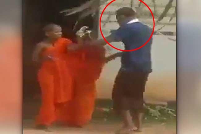 කුඩා සාමණේර හිමියන් දෙනමකට පහර දුන් සැකකරු අත්අඩංගුවට