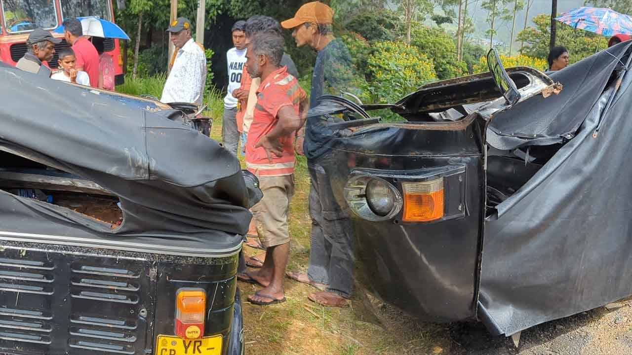 ත්රිරෝද රථ රියදුරුගේ අපරීක්ෂාකාරී රිය ධාවනයයෙන් බස් රියක ගැටී අනතුරක්